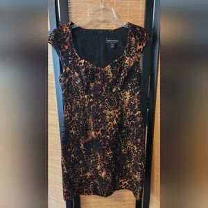 Connected Apparel Leopard Print Dress - Black and Orange